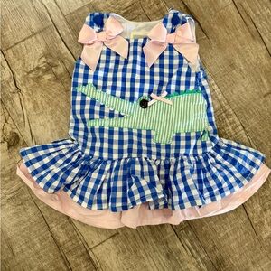 Lil Cactus Toddler Girl Gingham Dress Alligator Appliqué 6–12M